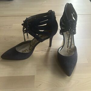 Sam Edelman Lace Up Heels, Navy/Black Suede, 8M